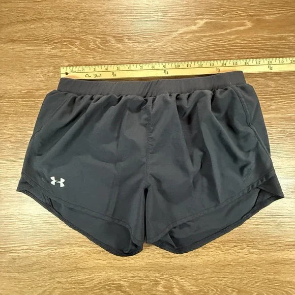 Under Armour Shorts Women's Large Black HeatGear Running Athletic 3" Athleisure - Picture 4 of 7